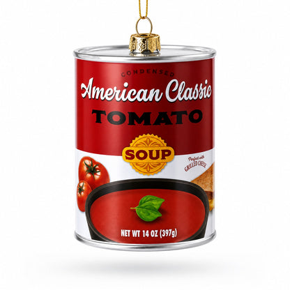Tomato Soup Can Glass Christmas Ornament