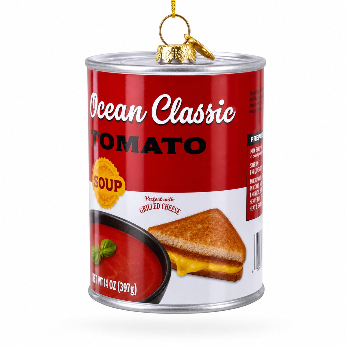 Tomato Soup Can Glass Christmas Ornament