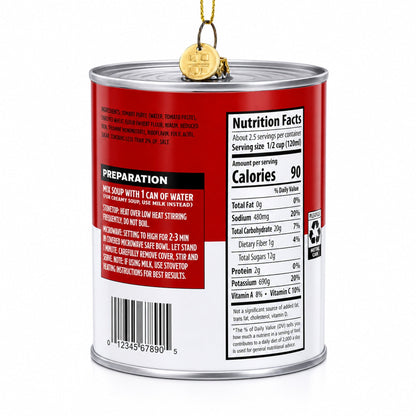 Tomato Soup Can Glass Christmas Ornament