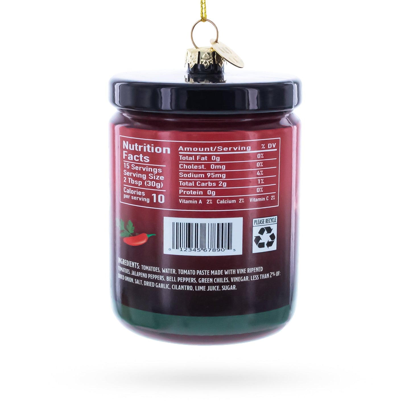 Fresh Salsa Jar Glass Christmas Ornament