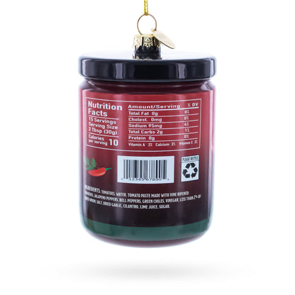 Fresh Salsa Jar Glass Christmas Ornament