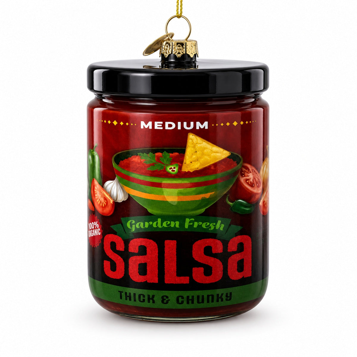 Fresh Salsa Jar Glass Christmas Ornament