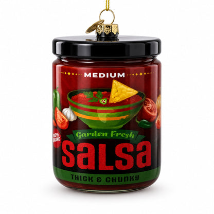 Fresh Salsa Jar Glass Christmas Ornament