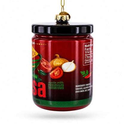 Fresh Salsa Jar Glass Christmas Ornament