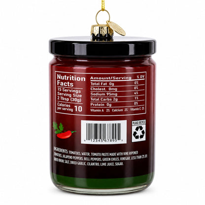 Fresh Salsa Jar Glass Christmas Ornament