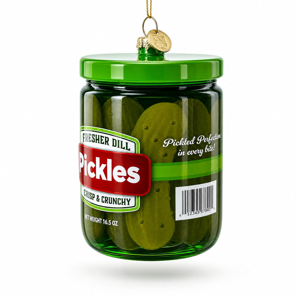 Kosher Dill Pickles Jar Glass Christmas Ornament