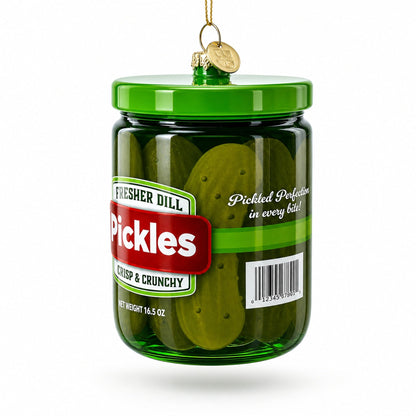 Kosher Dill Pickles Jar Glass Christmas Ornament
