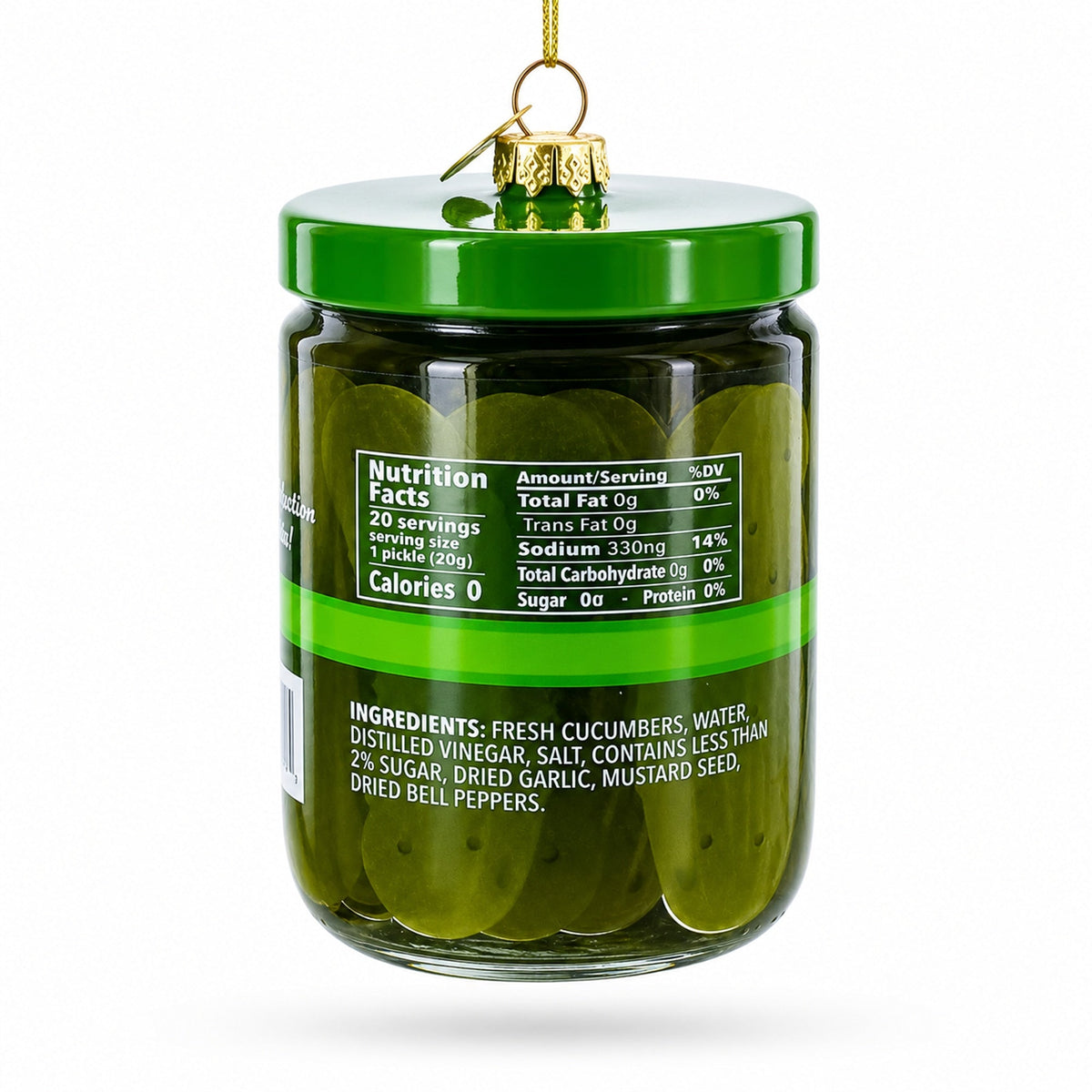 Kosher Dill Pickles Jar Glass Christmas Ornament