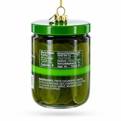 Kosher Dill Pickles Jar Glass Christmas Ornament