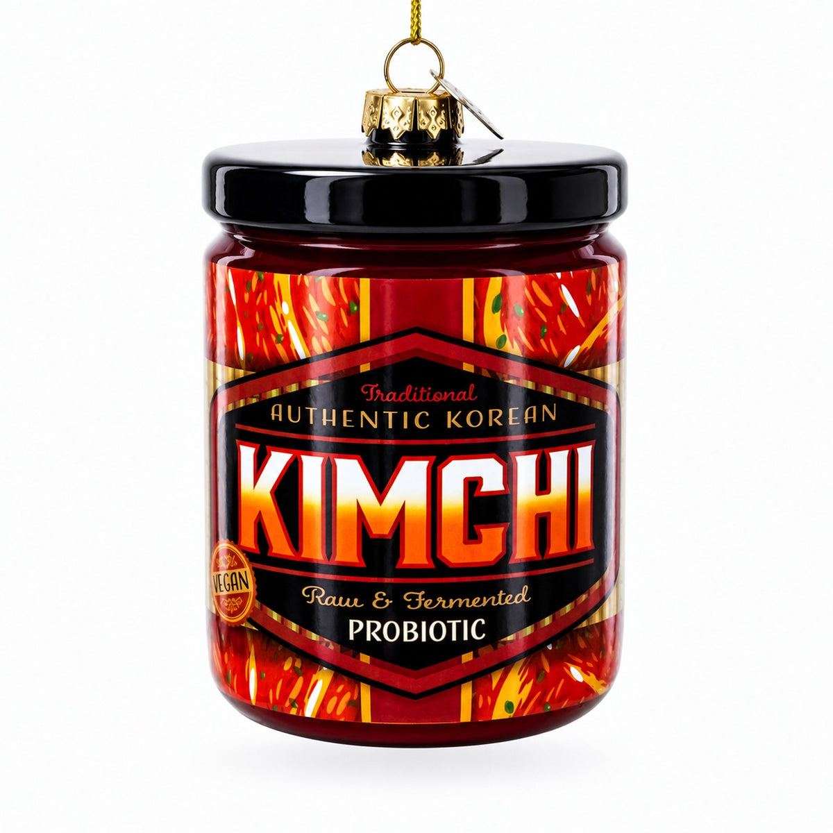Spicy Kimchi Jar Glass Christmas Ornament