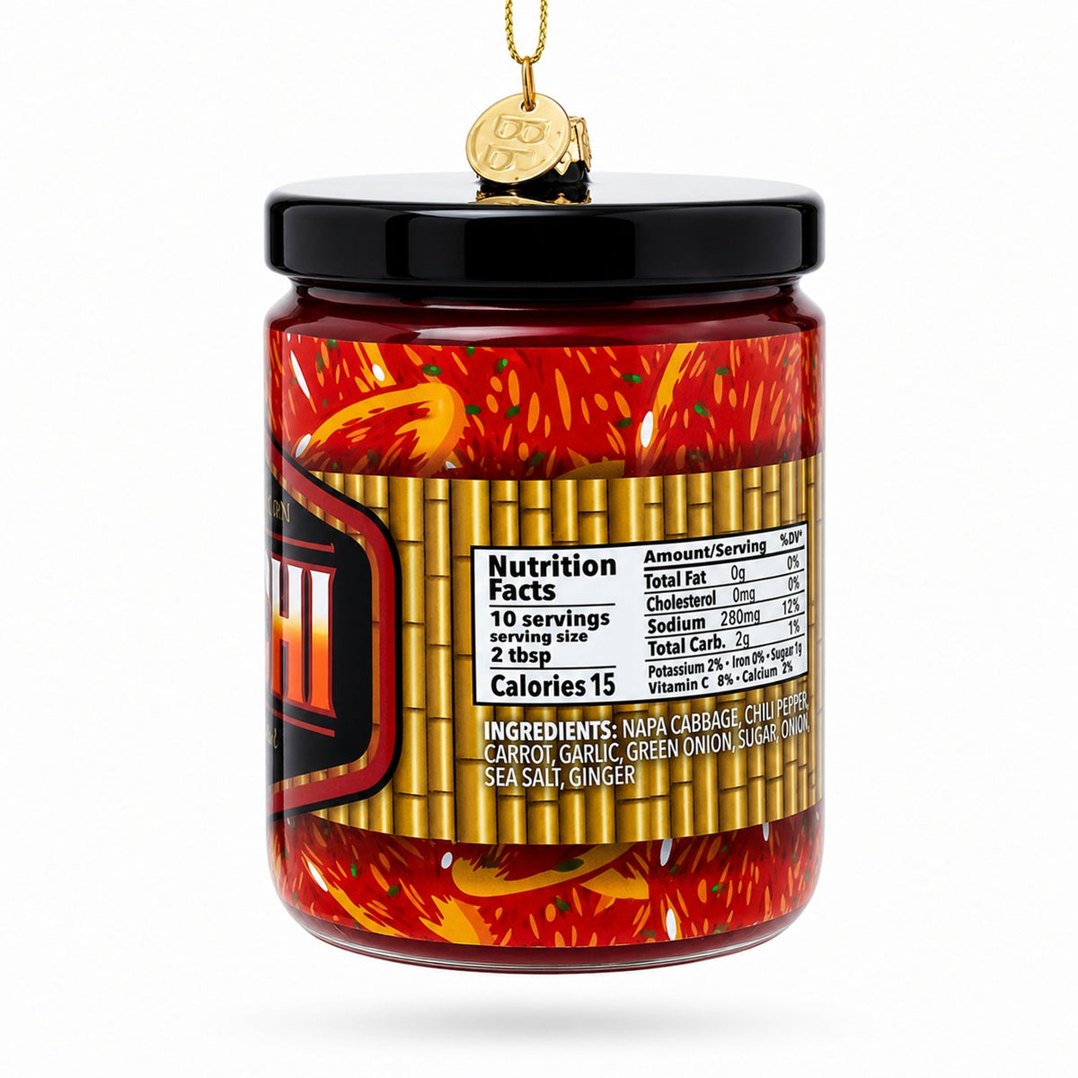 Spicy Kimchi Jar Glass Christmas Ornament