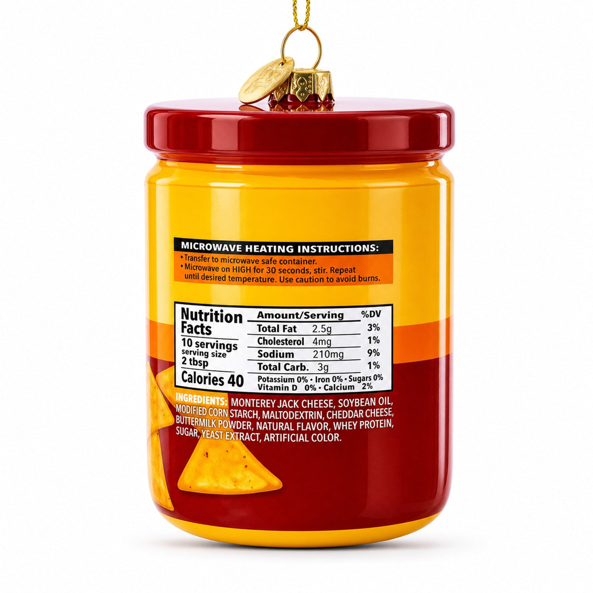 Nacho Cheese Dip Jar Glass Christmas Ornament