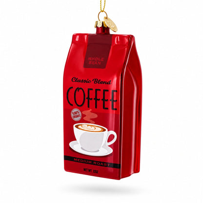 Organic Coffee Bag Glass Christmas Ornament