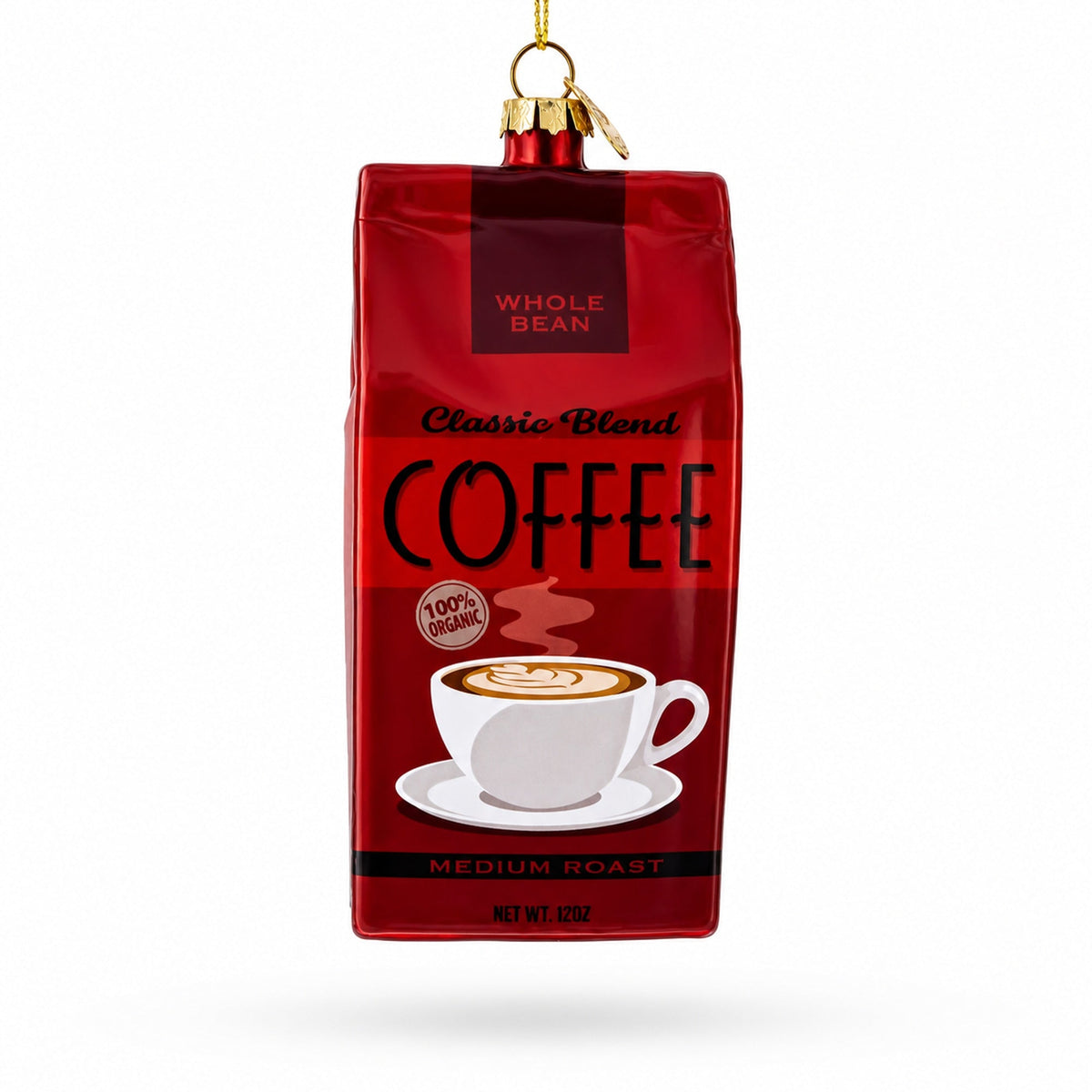 Organic Coffee Bag Glass Christmas Ornament