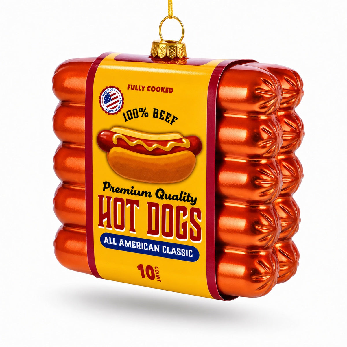 Premium Hot Dogs Pack Glass Christmas Ornament