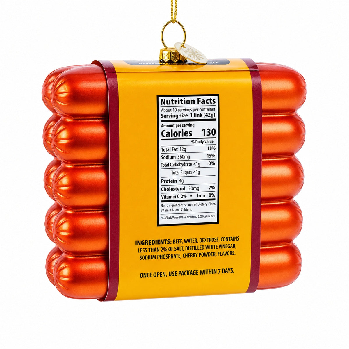 Premium Hot Dogs Pack Glass Christmas Ornament