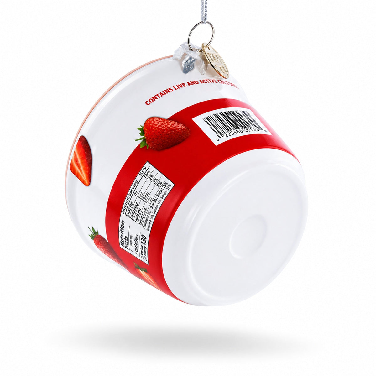 Strawberry Yogurt Glass Christmas Ornament