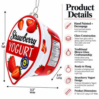 Strawberry Yogurt Glass Christmas Ornament