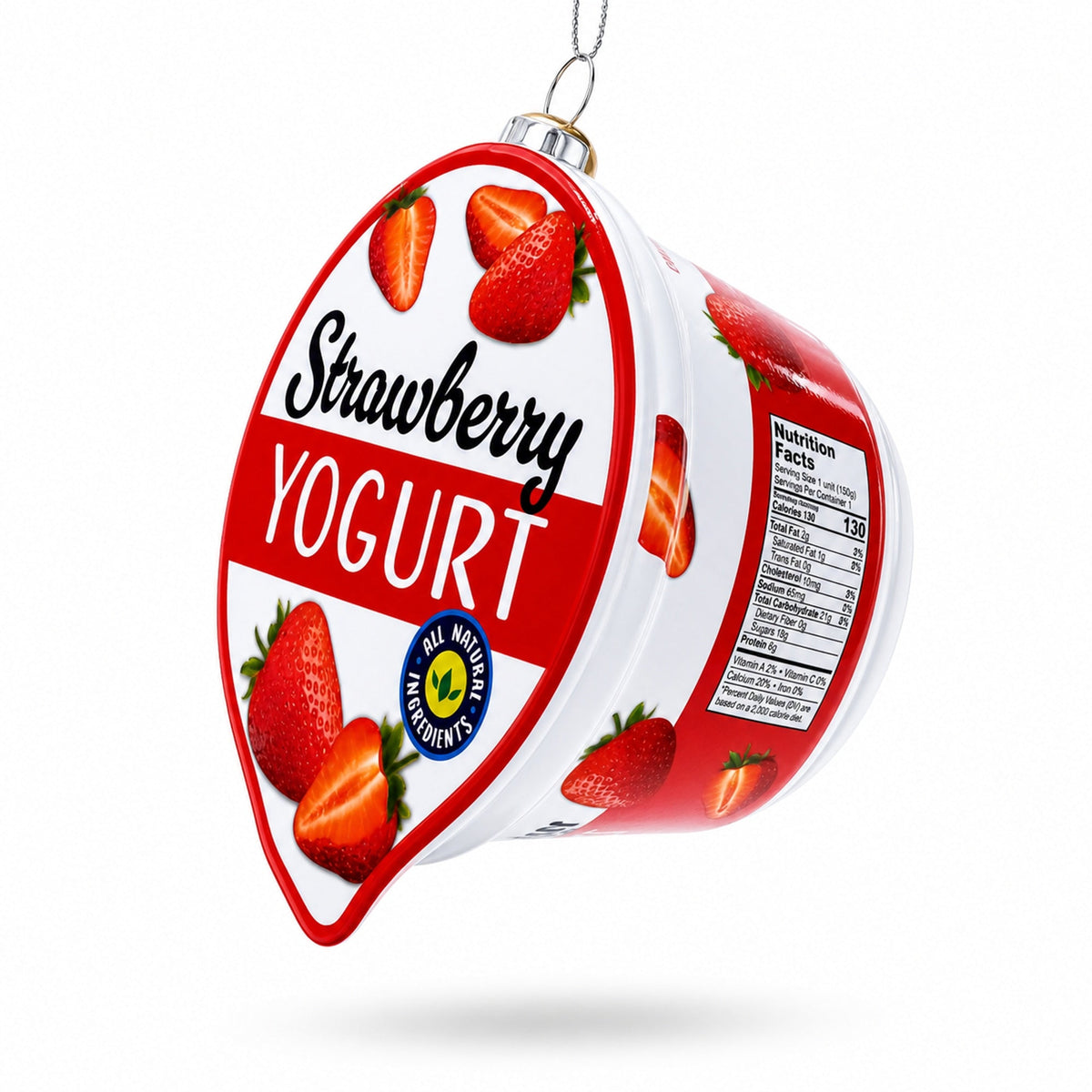 Strawberry Yogurt Glass Christmas Ornament