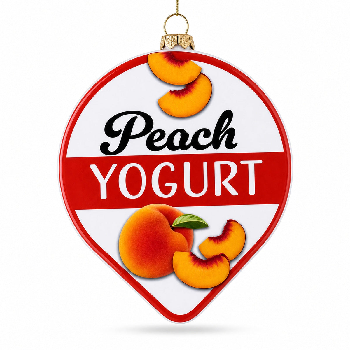 Peach Yogurt Glass Christmas Ornament