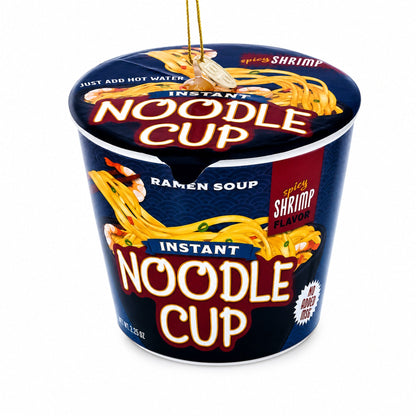 Instant Noodle Ramen Cup Glass Christmas Ornament