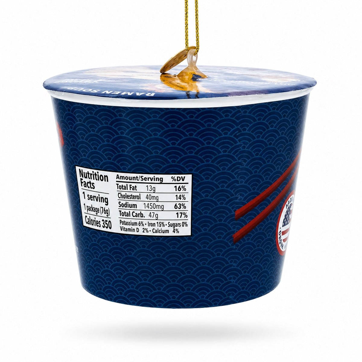 Instant Noodle Ramen Cup Glass Christmas Ornament