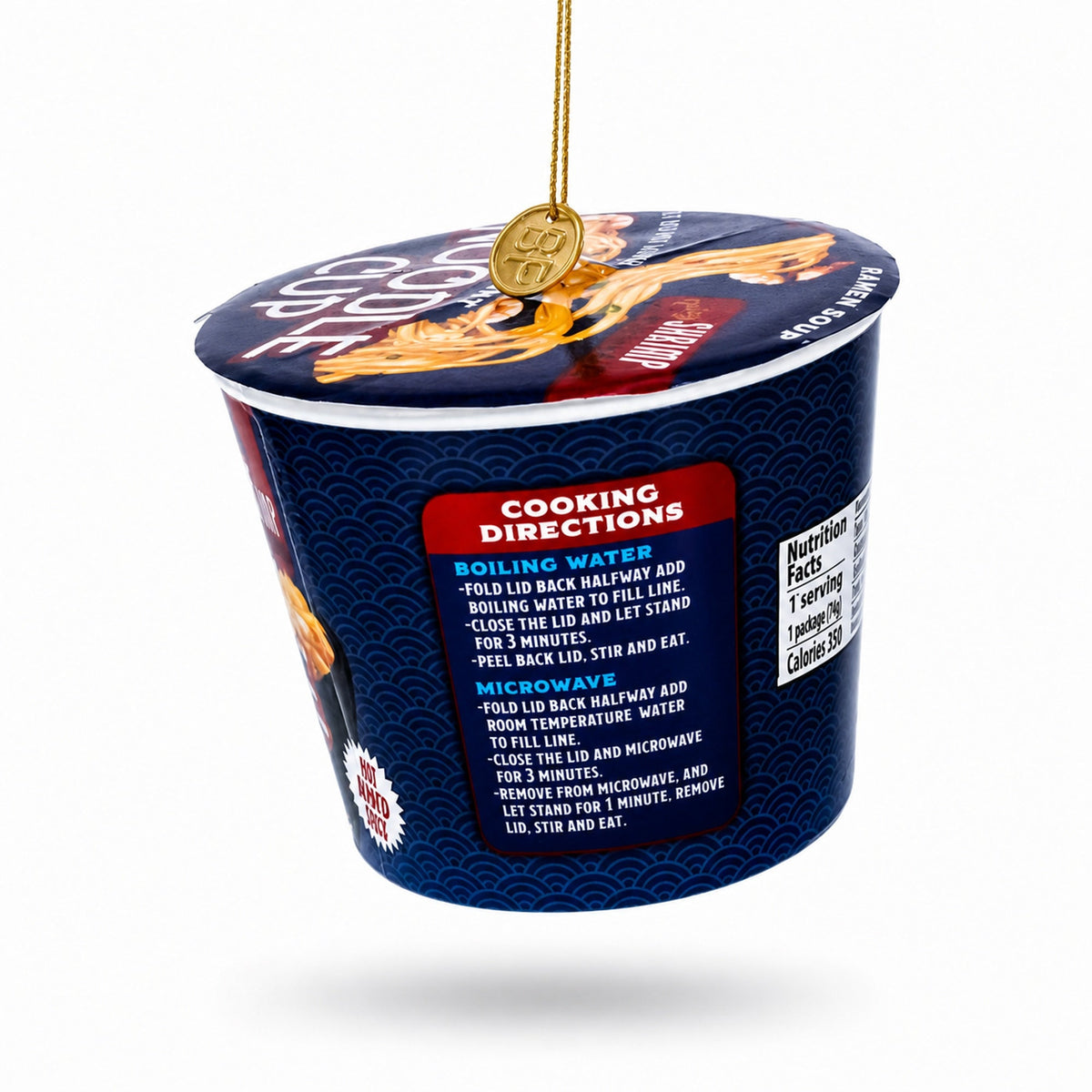 Instant Noodle Ramen Cup Glass Christmas Ornament