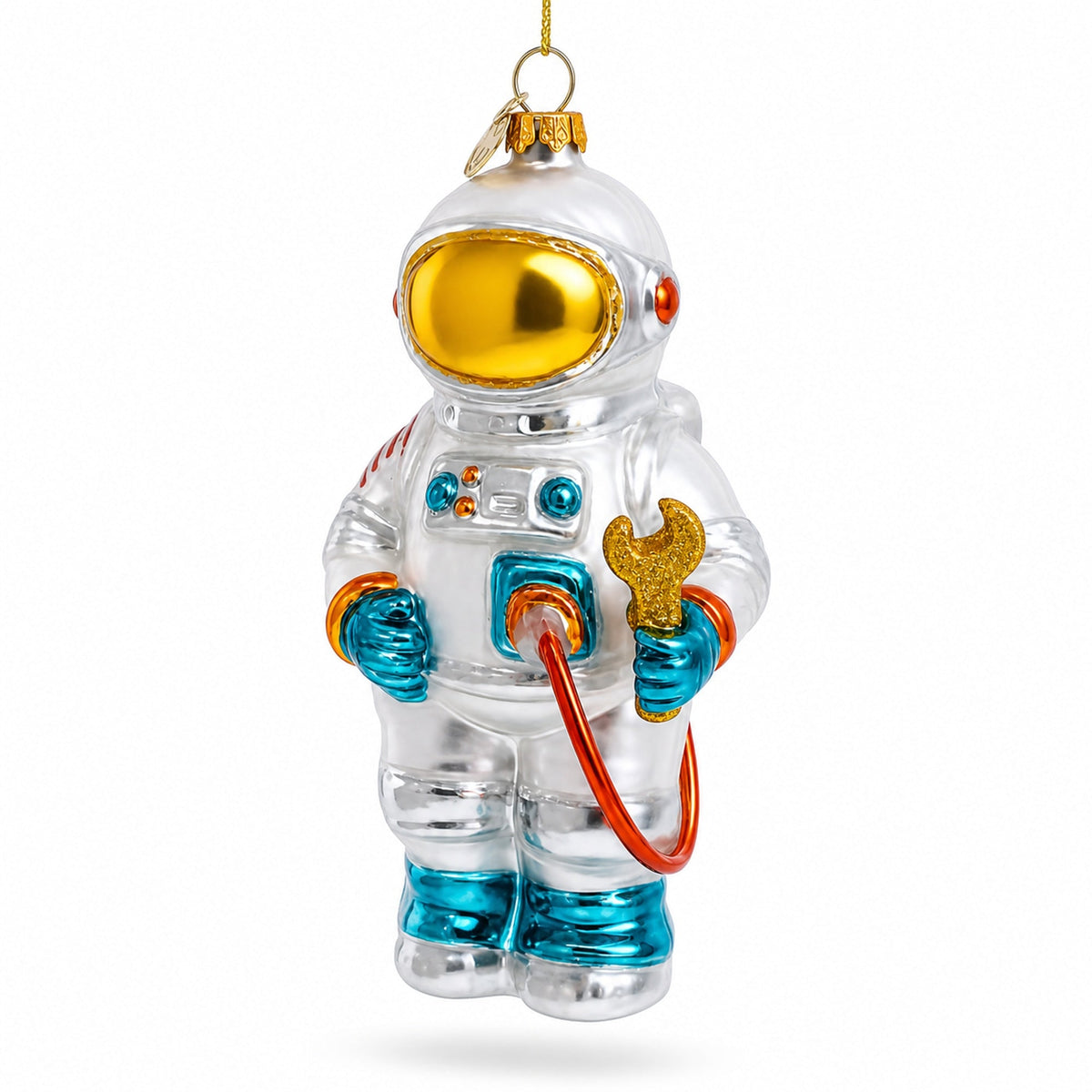 Astronaut Engineer with Tool Glass Christmas Ornament