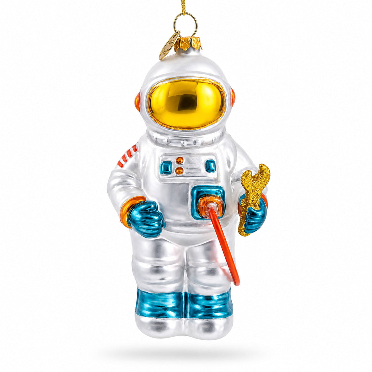 Astronaut Engineer with Tool Glass Christmas Ornament