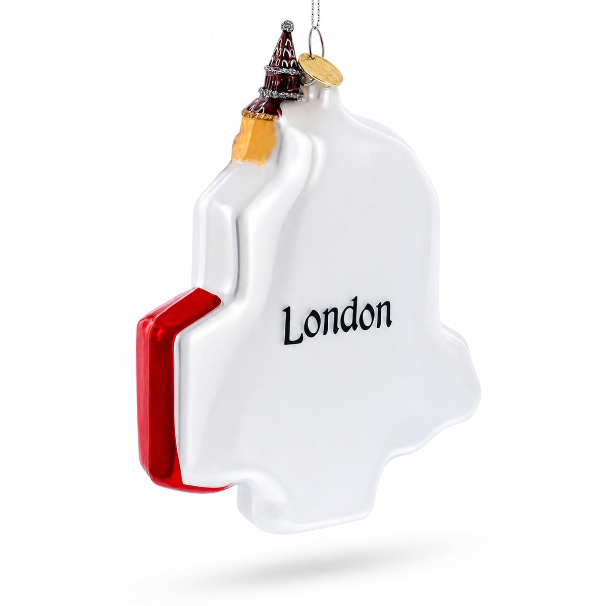 London Landmarks with Big Ben and Taxi Glass Christmas Ornament