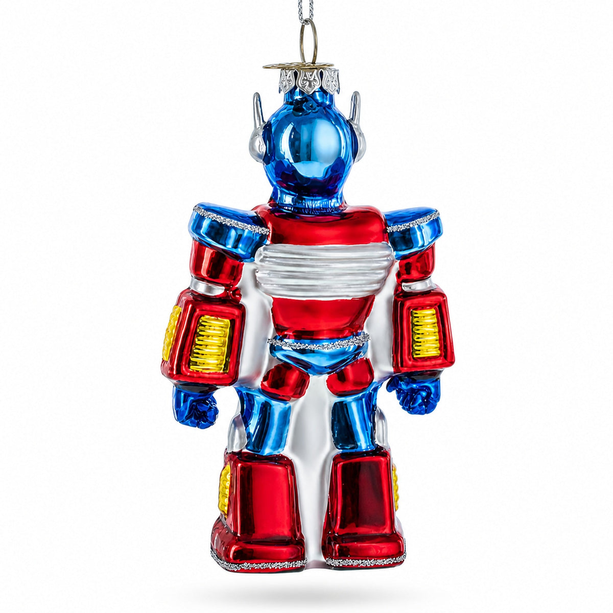 Battle Robot with Power Core Bot Glass Christmas Ornament