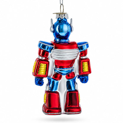Battle Robot with Power Core Bot Glass Christmas Ornament