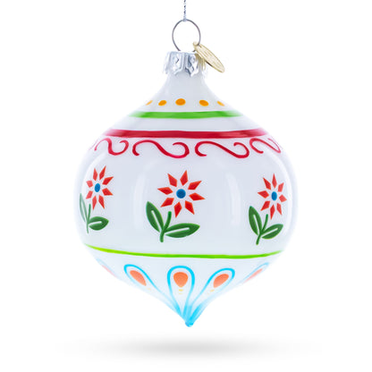 Floral Finial Drop Glass Christmas Ornament