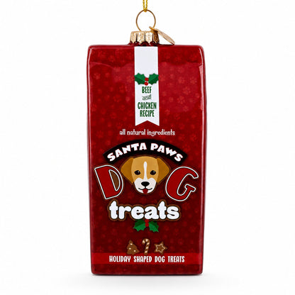 Santa's Dog Treat Pack Glass Christmas Ornament