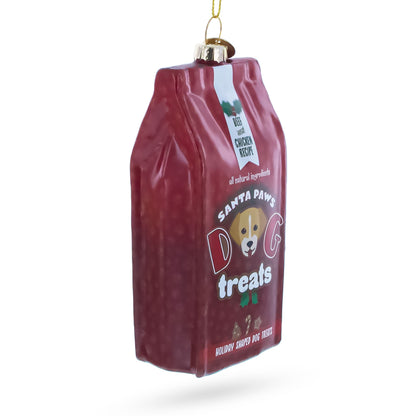 Santa's Dog Treat Pack Glass Christmas Ornament