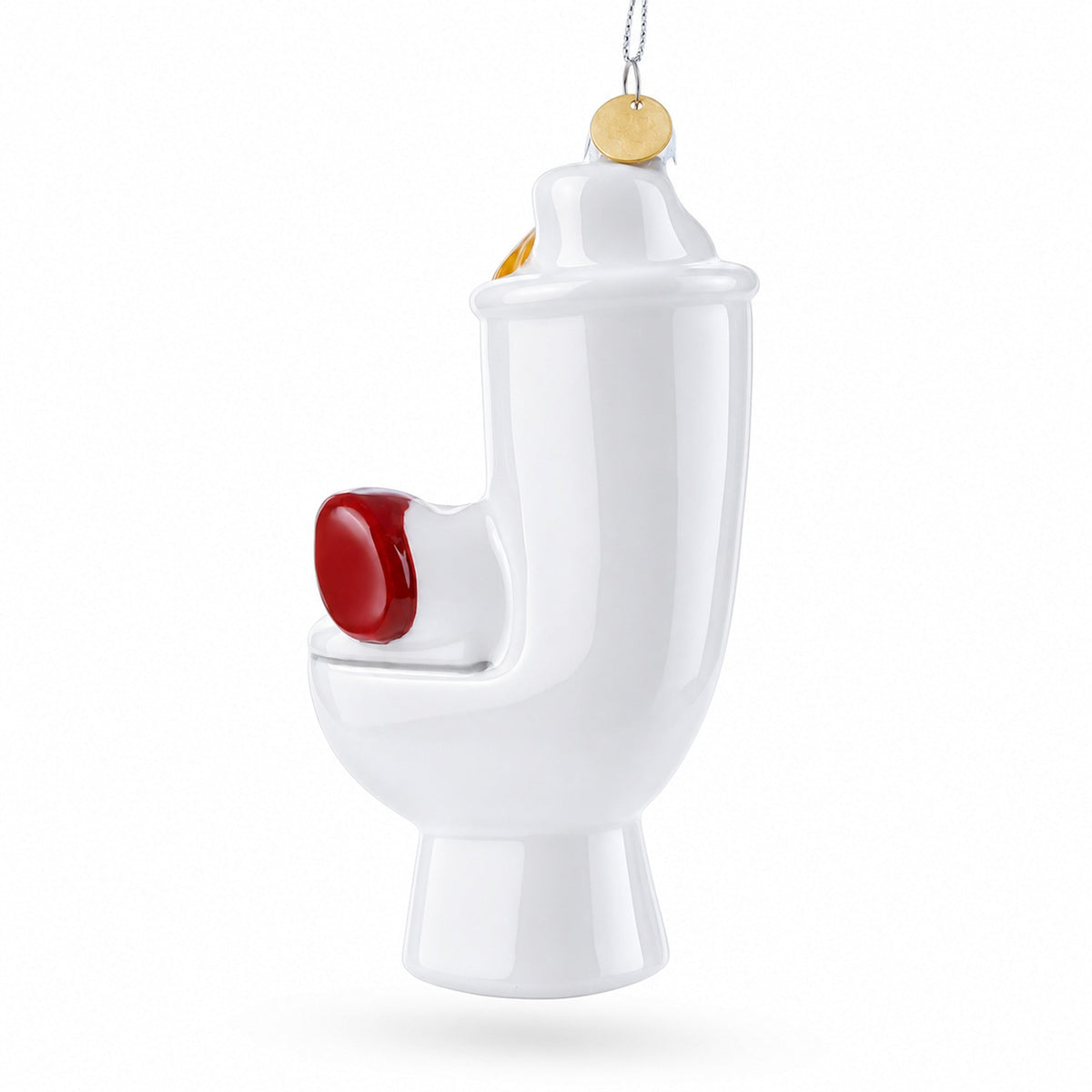 Fix It Plumber Throne with Plunger and Wrench Glass Christmas Ornament