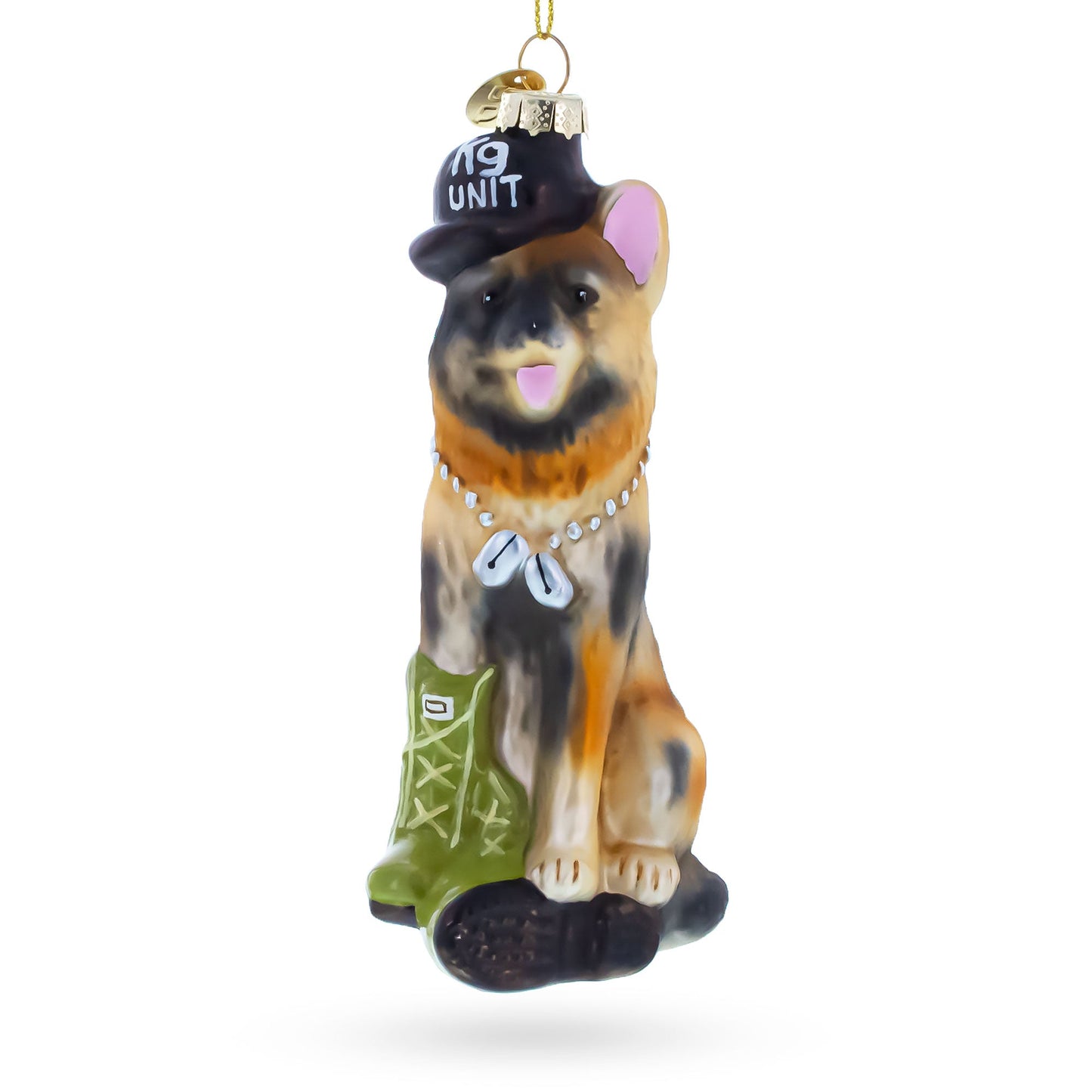 German Shepherd K9 Police Dog Glass Christmas Ornament