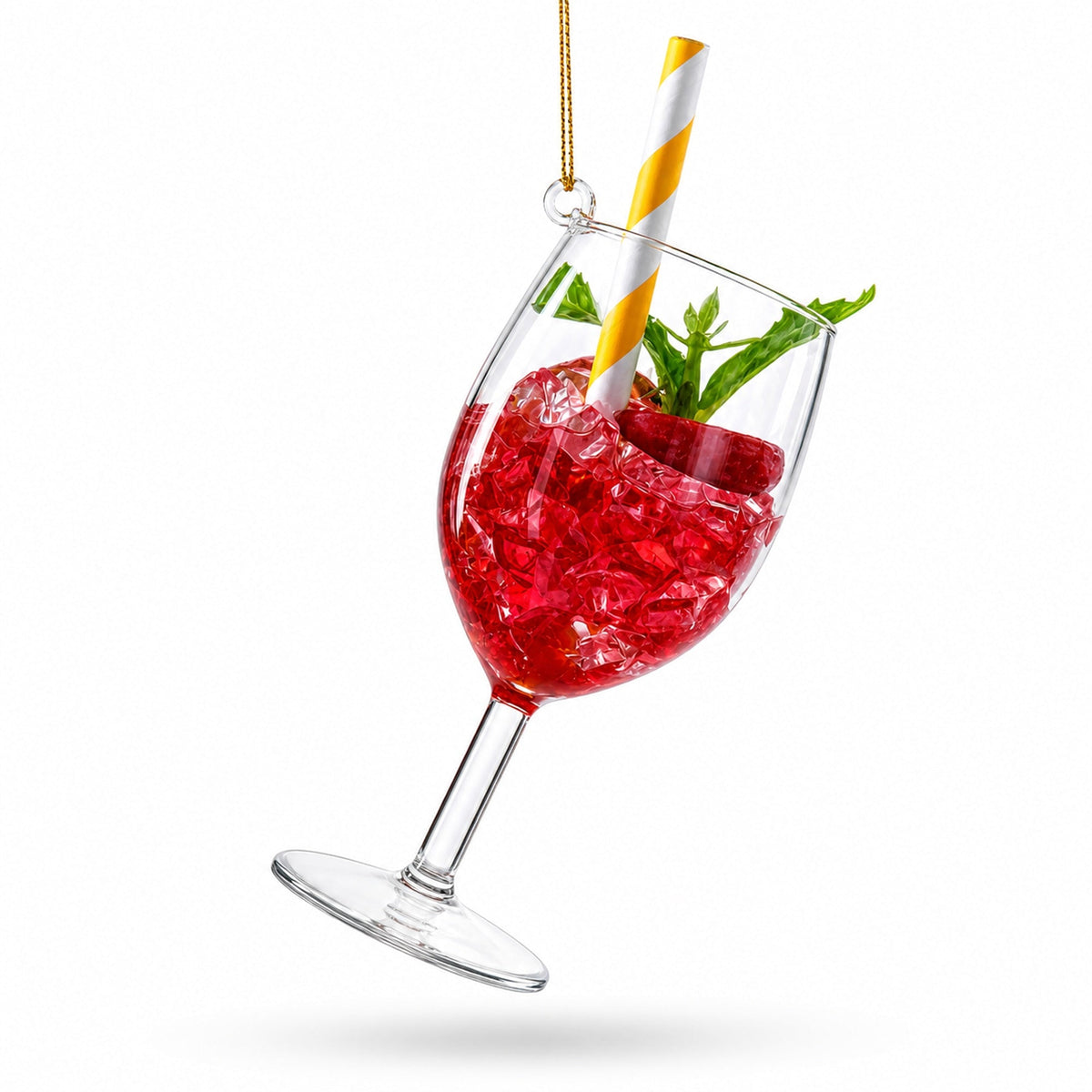 Sangria Iced Cocktail Drink with Straw Glass Christmas Ornament