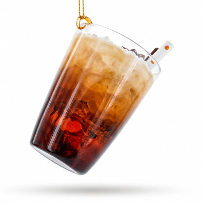 Whipped Latte Holiday Drink with Cinnamon Stick Glass Christmas Ornament