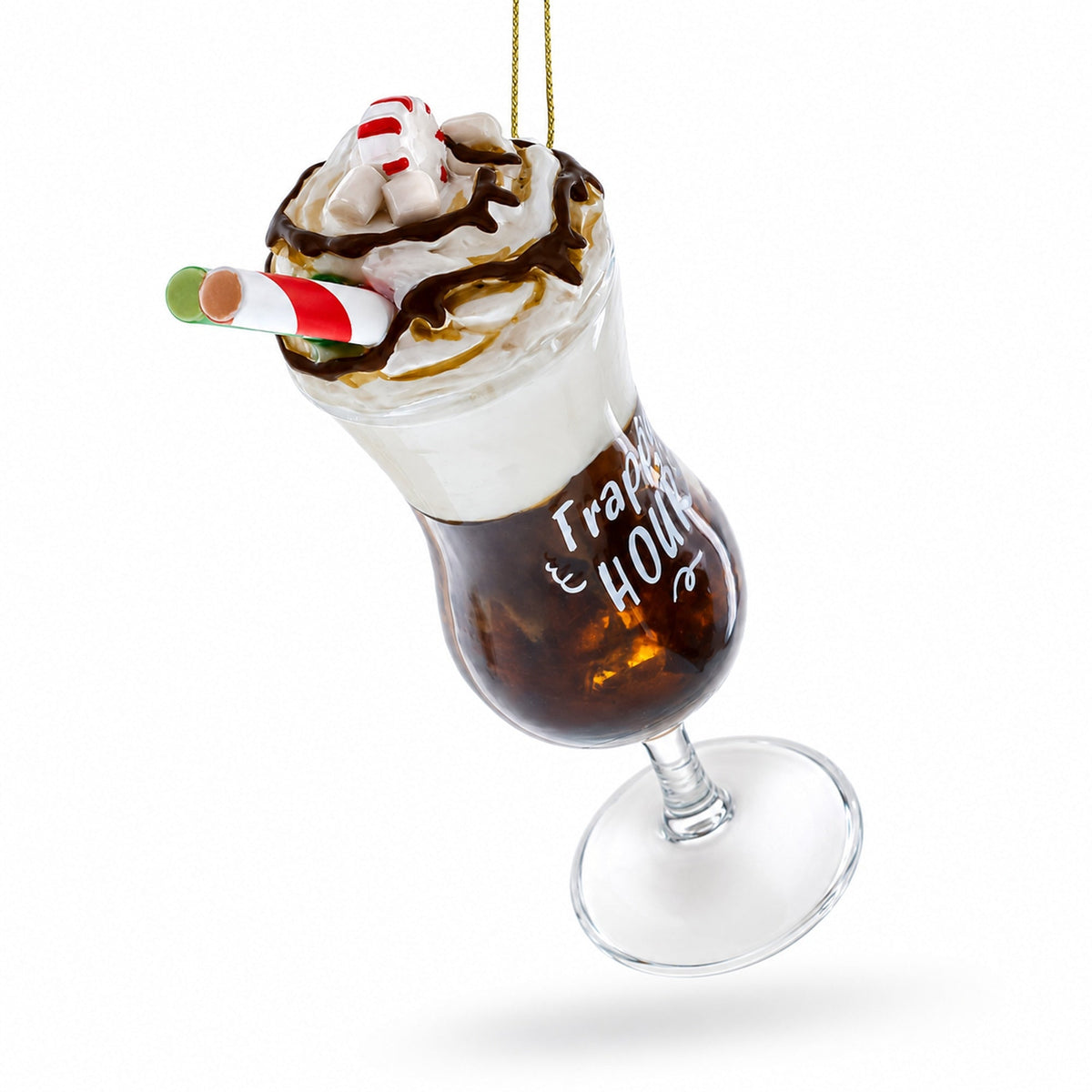 Frappy with Whipped Cream Glass Christmas Ornament