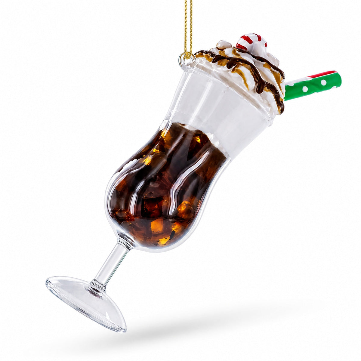 Frappy with Whipped Cream Glass Christmas Ornament