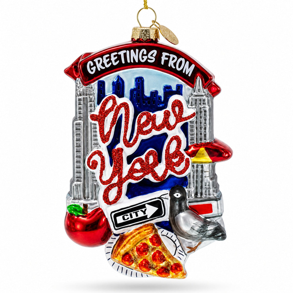 Iconic New York Landmarks Glass Christmas Ornament
