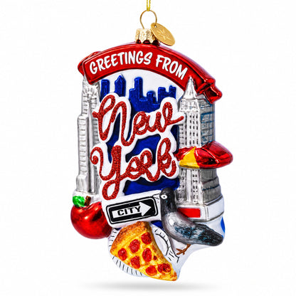 Iconic New York Landmarks Glass Christmas Ornament