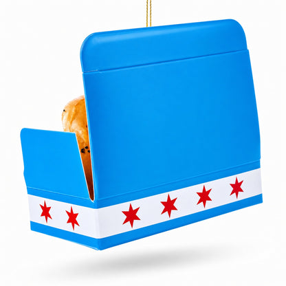 Chicago Style Hot Dog Glass Christmas Ornament