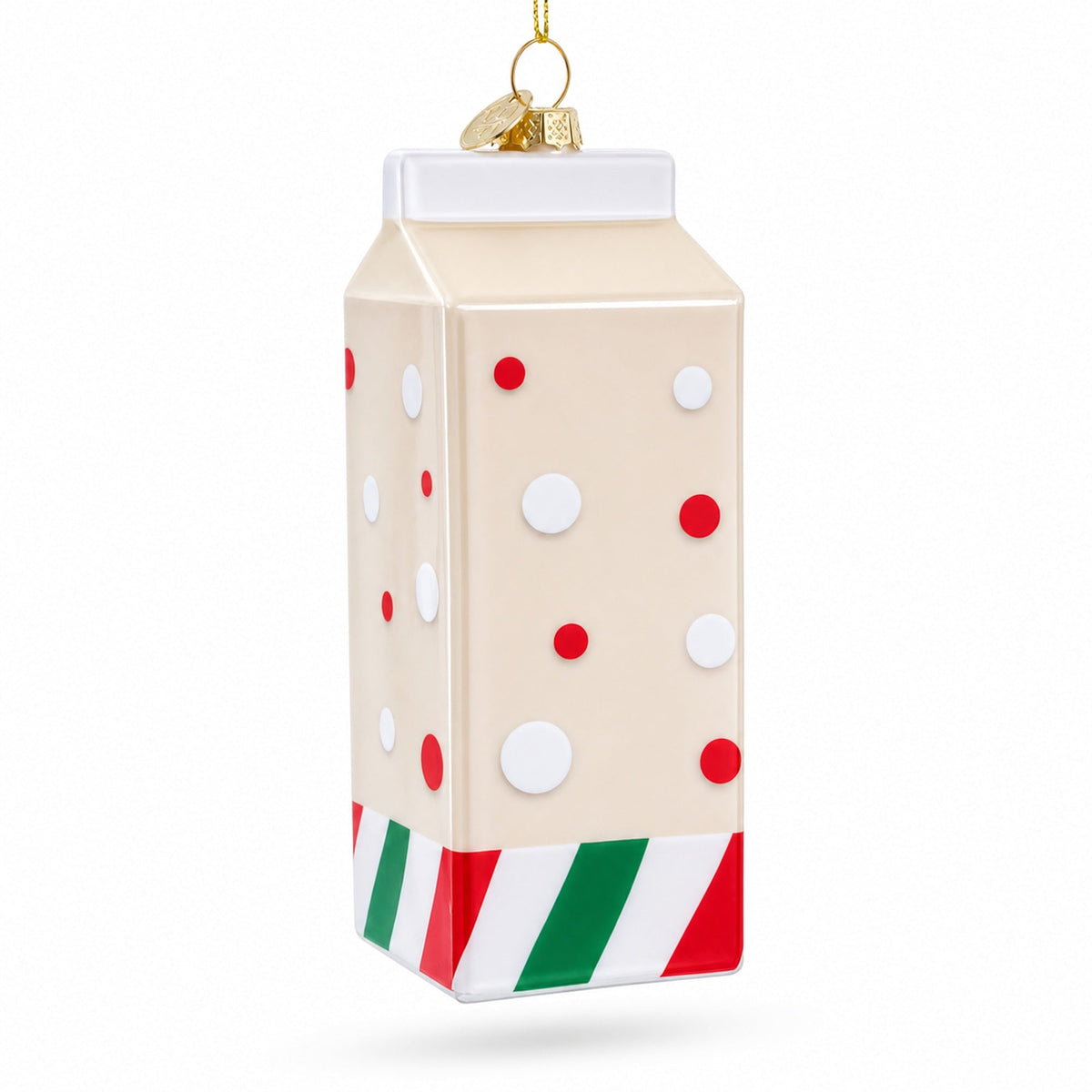 Holiday Eggnog Milk Carton Glass Christmas Ornament