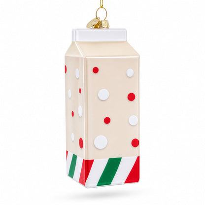 Holiday Eggnog Milk Carton Glass Christmas Ornament