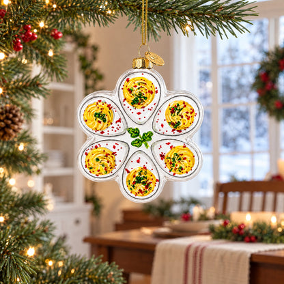 Deviled Egg Serving Plate Glass Christmas Ornament