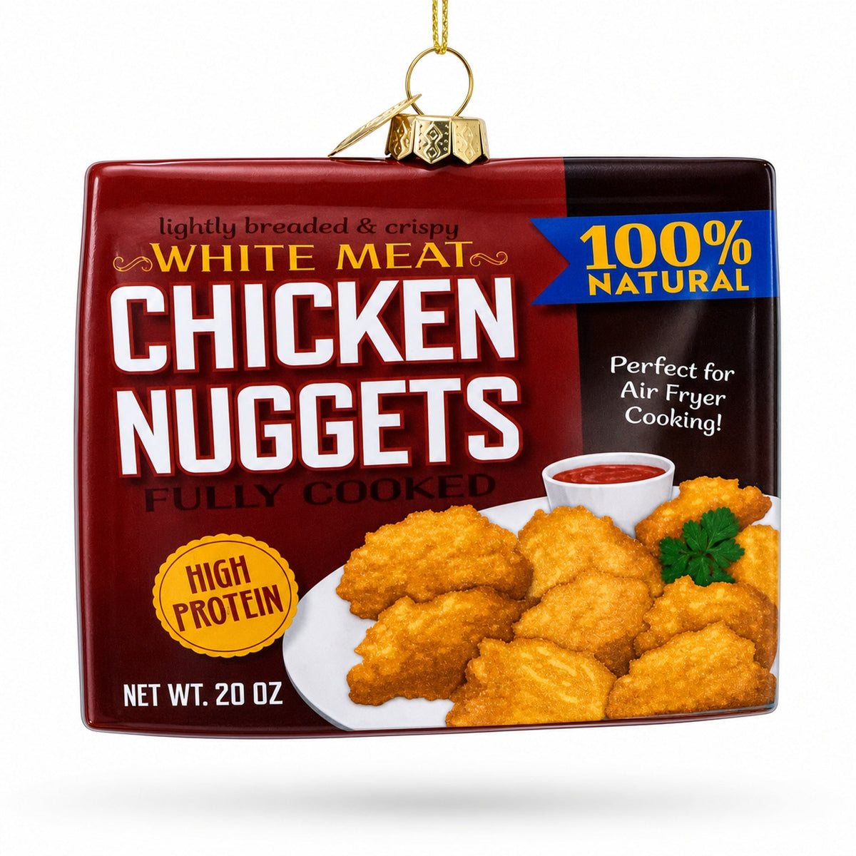 Chicken Nuggets Box Glass Christmas Ornament