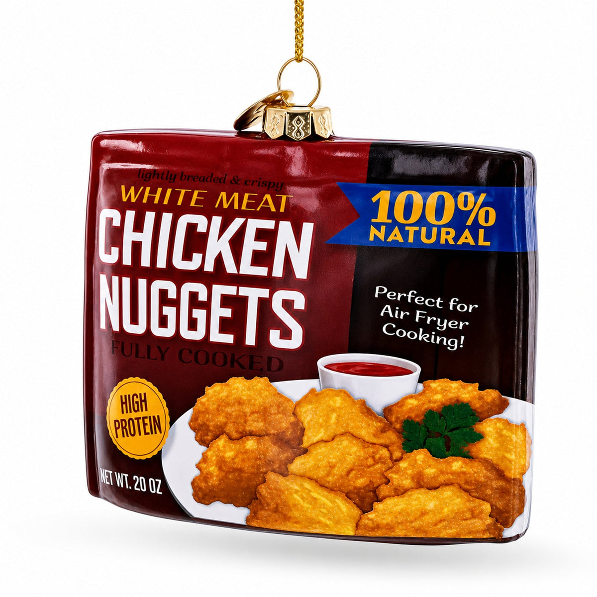 Chicken Nuggets Box Glass Christmas Ornament