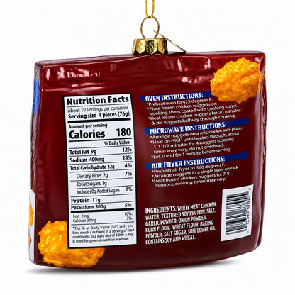 Chicken Nuggets Box Glass Christmas Ornament